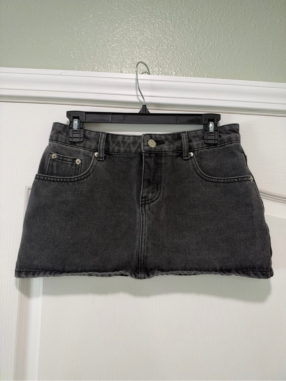Edikted Micro Mini Black Denim Skirt Size S